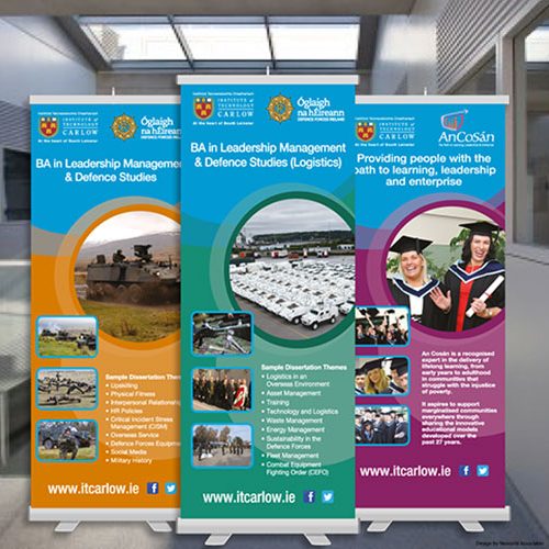Classic Roll Up Stands or pull up banners stands are 800mm wide by 2000mm high.